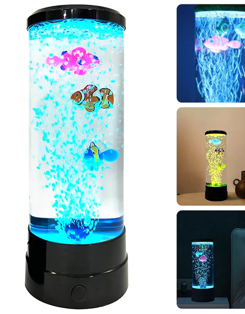 Load image into Gallery viewer, LED Fish Lamp round with Vibrant 6 Color Changing Light Effects. the Large Sensory Synthetic Jelly Fish Tank Aquarium Mood Lamp.Ideal Gift
