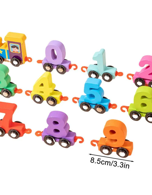 Load image into Gallery viewer, Wooden Magnetic Train Set Wood Toy Train Set Magnet Number Train Colorful Wooden Train Cars for Color Cognition Toy Boy and Girl
