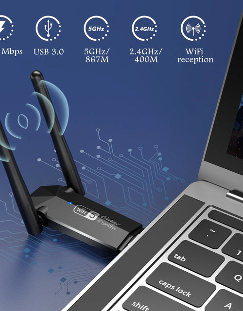 Load image into Gallery viewer, USB Wifi Adapter,  1300Mbps Wifi USB Dual Band 5G/2.4G Wireless Network Adapter for Desktop Laptop PC, Dual Band Wifi Dongle Wireless Adapter for Supports Windows 11/10/8/7, Mac OS 10.9-10.15
