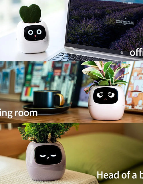 Load image into Gallery viewer, Smart Flowerpots, Electronic Pet Planter with Artificial Intelligence, Time Temperature Display, Guidance on Plant Care with Emojis, for Indoor Decoration
