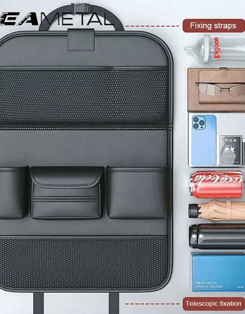 Load image into Gallery viewer, Car Seat Back Organizer Auto Back Seat Storage Bag with Foldable Table Tray Tablet Holder Tissue Box Car Accessories
