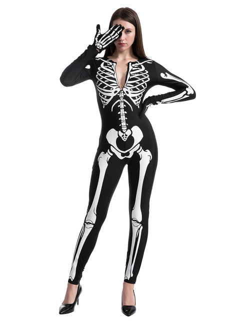 Load image into Gallery viewer, Glow in the Dark Skeleton Costume for Adults Women Halloween Dress up Party Role Playing Cosplay
