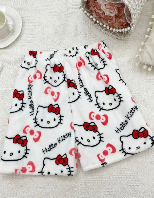 Load image into Gallery viewer, Anime Sanrioed Hellokitty Y2K Sanrioed Pajamas Pants Women Pjs Halloween Household Dress Kawaii Woolen Cartoon Casual Home Pants
