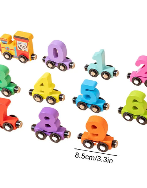 Load image into Gallery viewer, Wooden Magnetic Train Set Wood Toy Train Set Magnet Number Train Colorful Wooden Train Cars for Color Cognition Toy Boy and Girl
