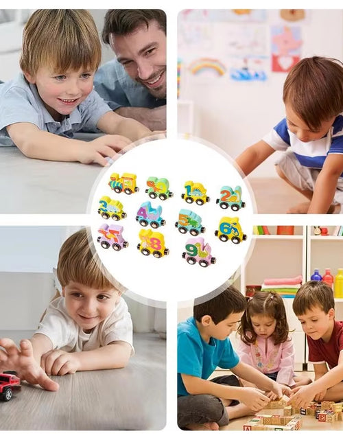 Load image into Gallery viewer, Wooden Magnetic Train Set Wood Toy Train Set Magnet Number Train Colorful Wooden Train Cars for Color Cognition Toy Boy and Girl
