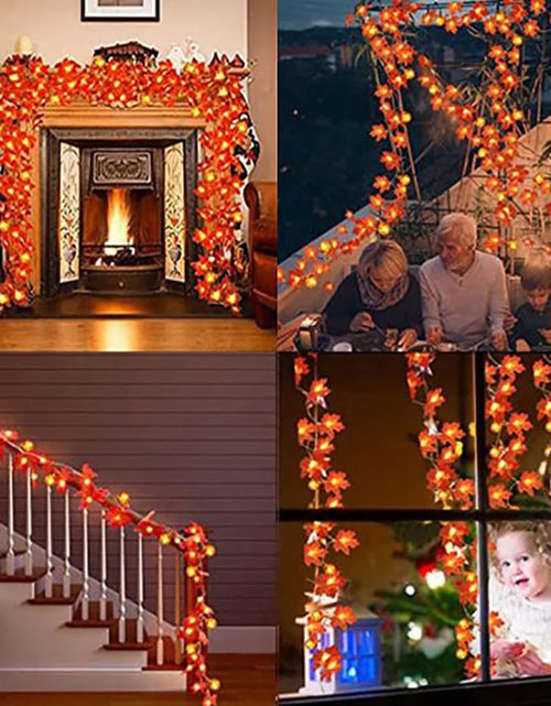 Load image into Gallery viewer, Thanksgiving Lights Fall Maple Leaves String Lights Thanksgiving Decorations Autumn Garland Home Indoor Decor Halloween Lights
