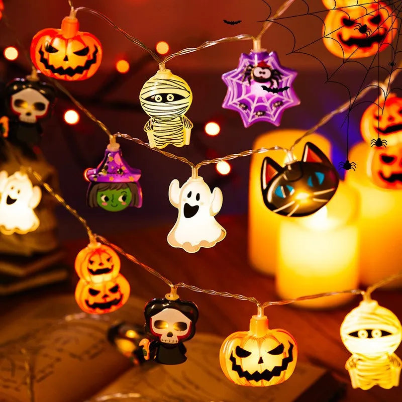 Halloween Lights Pumpkin Bat Spider Ghost Halloween String Lights Halloween Decorations Fairy Light Home Yard Window Decor