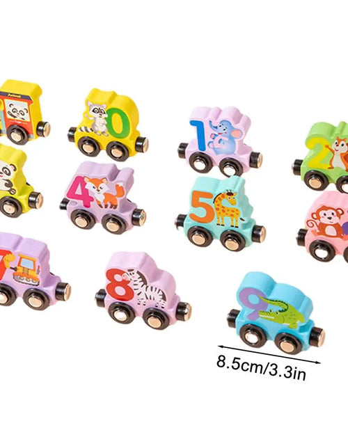 Load image into Gallery viewer, Wooden Magnetic Train Set Wood Toy Train Set Magnet Number Train Colorful Wooden Train Cars for Color Cognition Toy Boy and Girl
