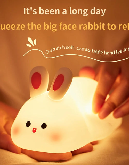 Load image into Gallery viewer, Cute Cartoon LED Night Lights Rabbit Silicone Lamp USB Rechargeable Timing Bedside Sleeping Night Lamp for Room Decor Kids Gift
