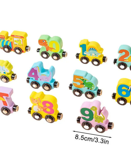 Load image into Gallery viewer, Wooden Magnetic Train Set Wood Toy Train Set Magnet Number Train Colorful Wooden Train Cars for Color Cognition Toy Boy and Girl
