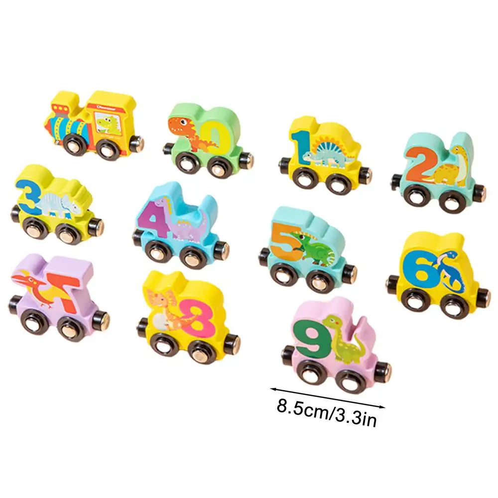 Wooden Magnetic Train Set Wood Toy Train Set Magnet Number Train Colorful Wooden Train Cars for Color Cognition Toy Boy and Girl