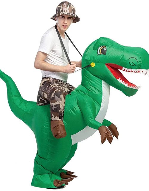 Load image into Gallery viewer, 63 Inch Inflatable Dinosaur Costume Blow up Dinosaur Costume Adult Size, Funny Dinosaur Halloween Costumes Men Women Unisex Dino Blow up Costumes for Halloween Party Cosplay
