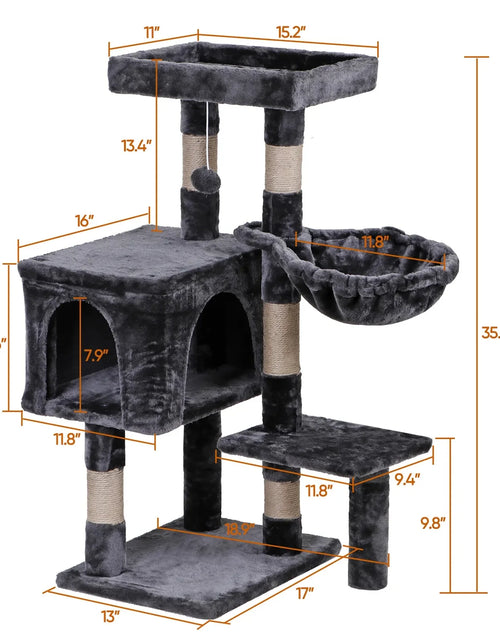 Load image into Gallery viewer, 36&quot; Cat Tree Cat Tower Scratching Posts Cat Condo W/Hammock for Indoor Cats Gray
