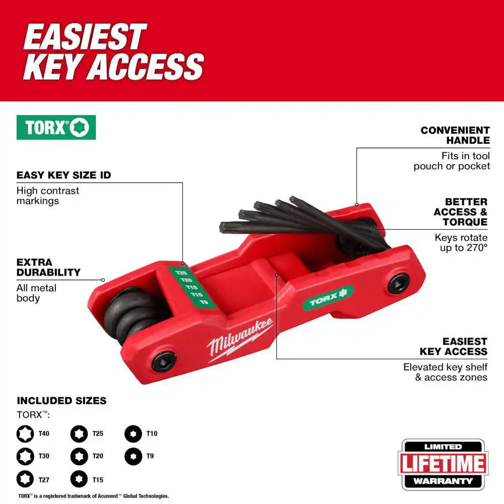 Metric and Torx Folding Hex Key Set (16-Piece)