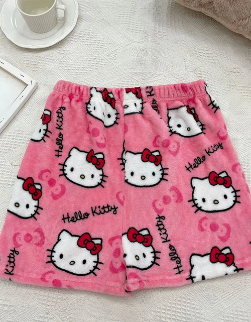 Load image into Gallery viewer, Anime Sanrioed Hellokitty Y2K Sanrioed Pajamas Pants Women Pjs Halloween Household Dress Kawaii Woolen Cartoon Casual Home Pants
