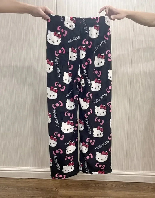 Load image into Gallery viewer, Anime Sanrioed Hellokitty Y2K Sanrioed Pajamas Pants Women Pjs Halloween Household Dress Kawaii Woolen Cartoon Casual Home Pants
