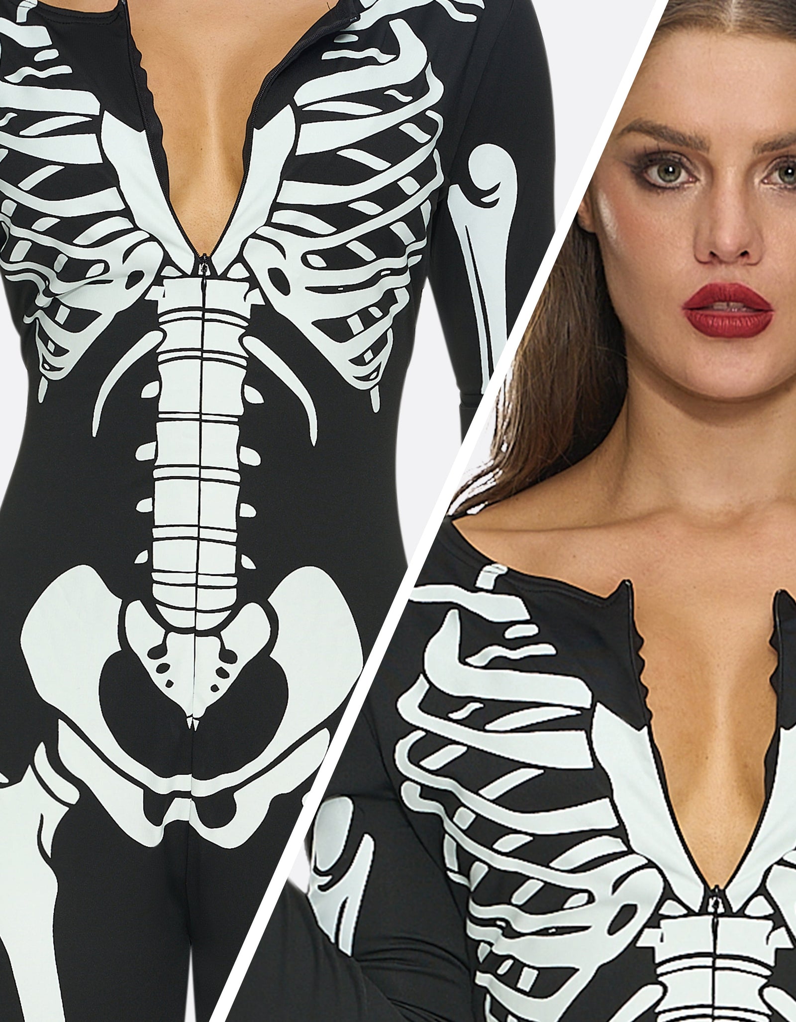 Glow in the Dark Skeleton Costume for Adults Women Halloween Dress up Party Role Playing Cosplay