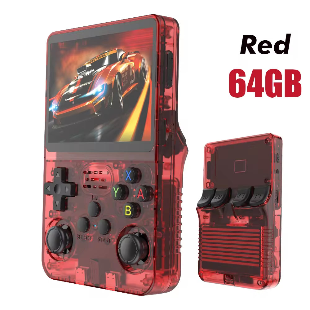 NEW Red R36S 128GB Retro Handheld Video Game Console Linux System 3.5 Inch IPS Screen Portable Pocket Video Player 64GB Games