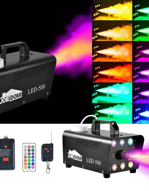 Load image into Gallery viewer, Halloween Fog Machine,500W Outdoor Fog Machine with 13 Colorful LED Lights &amp; Wireless Remote Control for Wedding,Halloween,Party and Indoor
