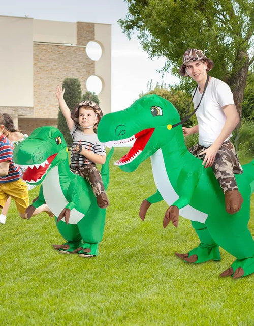 Load image into Gallery viewer, 63 Inch Inflatable Dinosaur Costume Blow up Dinosaur Costume Adult Size, Funny Dinosaur Halloween Costumes Men Women Unisex Dino Blow up Costumes for Halloween Party Cosplay
