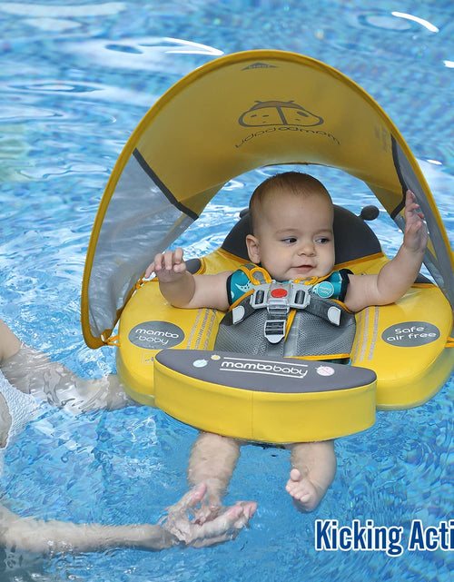 Load image into Gallery viewer, Upgraded Baby Float Non-Inflatable baby Swim Ring, Infant Soft Solid Swimming Trainer, Baby Pool Float with Removable UPF 50+ UV Sun Protection Canopy
