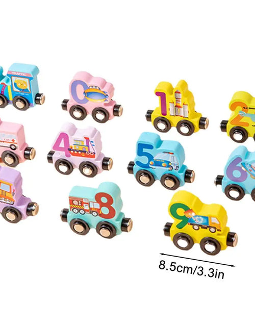 Load image into Gallery viewer, Wooden Magnetic Train Set Wood Toy Train Set Magnet Number Train Colorful Wooden Train Cars for Color Cognition Toy Boy and Girl
