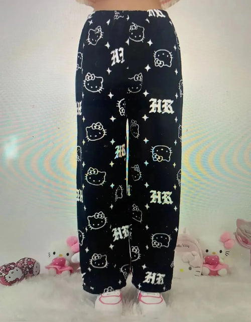 Load image into Gallery viewer, Anime Sanrioed Hellokitty Y2K Sanrioed Pajamas Pants Women Pjs Halloween Household Dress Kawaii Woolen Cartoon Casual Home Pants
