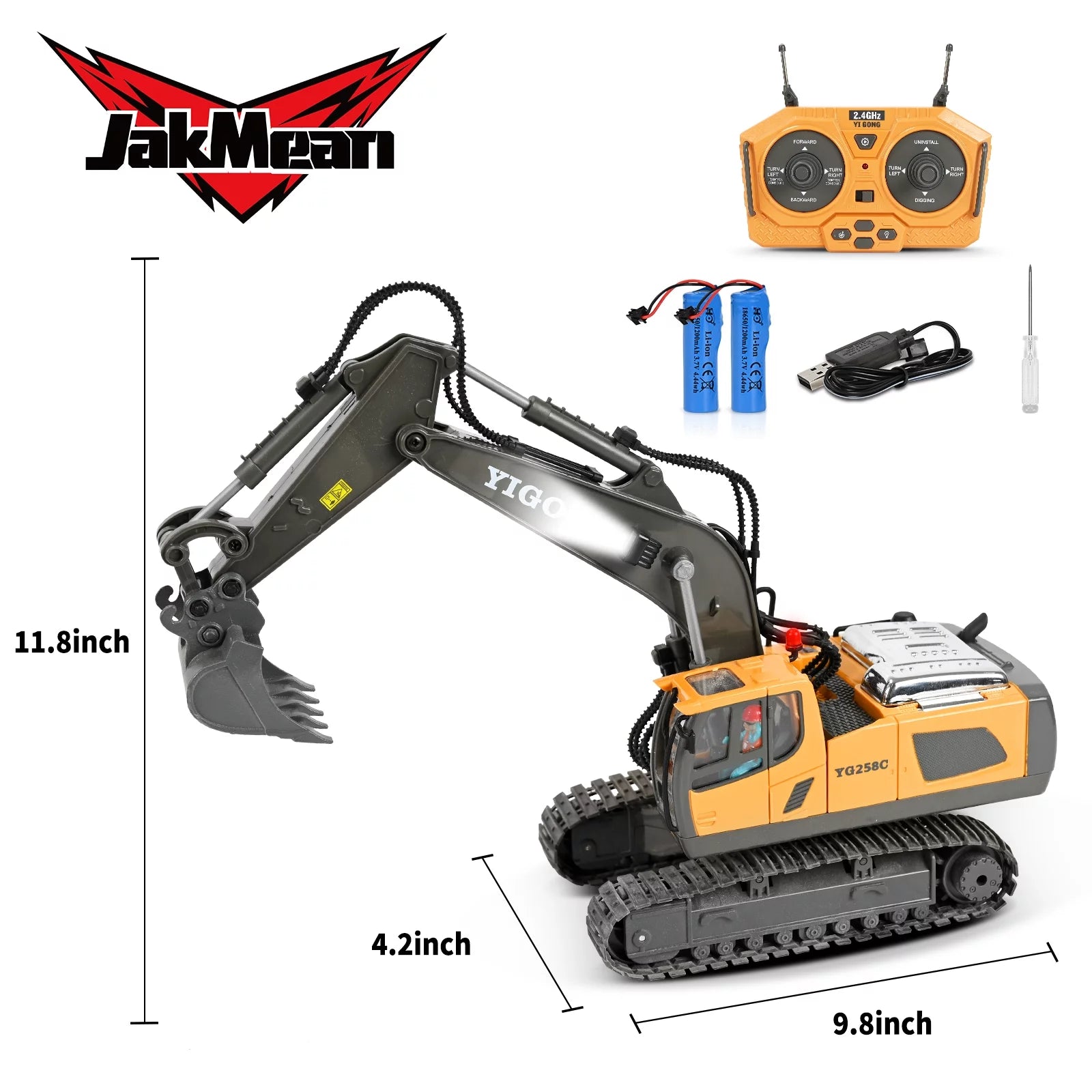 Remote Control Excavator,11 Channel RC Excavator Toys, Rechargeable Construction Vehicle Toys with Lights Sounds,Gifts for Kids 3-12 Years Old