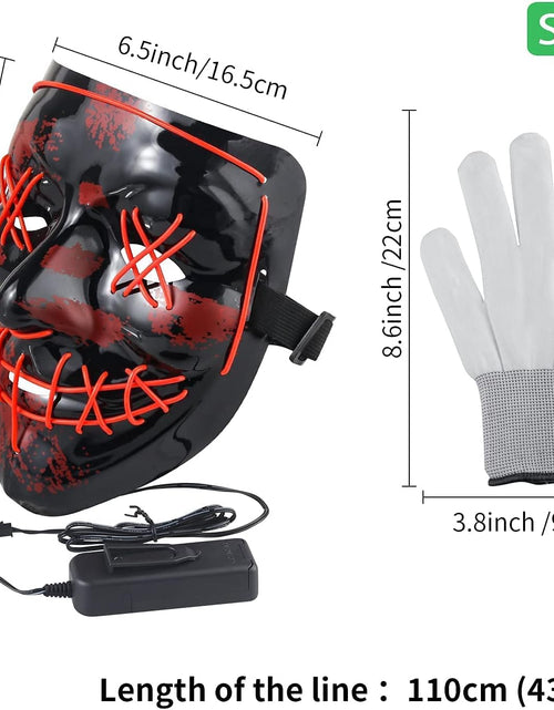 Load image into Gallery viewer, Halloween Scary Mask with LED Gloves Kit, LED Costume Mask EL Wire Light up Mask for Halloween Costume Festival Cosplay
