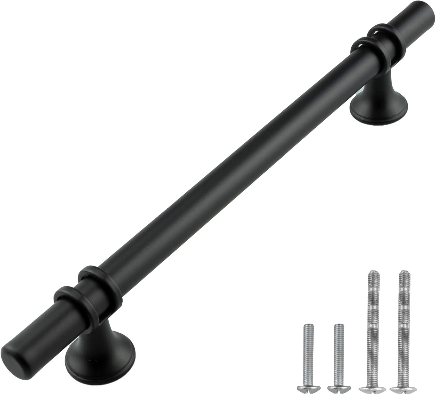 12-Series Matte Black T Bar Handle Pull — 6-1/4" (160Mm) Hole Centers, 8-3/4" Overall Length — 50 Pack Modern Kitchen Cabinet Door Drawer Hardware/Dresser