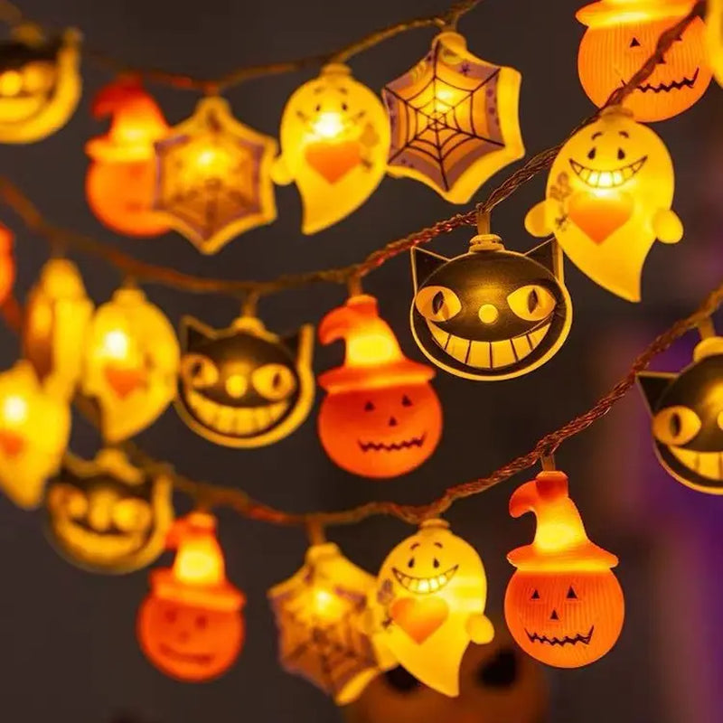 Halloween Lights Pumpkin Bat Spider Ghost Halloween String Lights Halloween Decorations Fairy Light Home Yard Window Decor