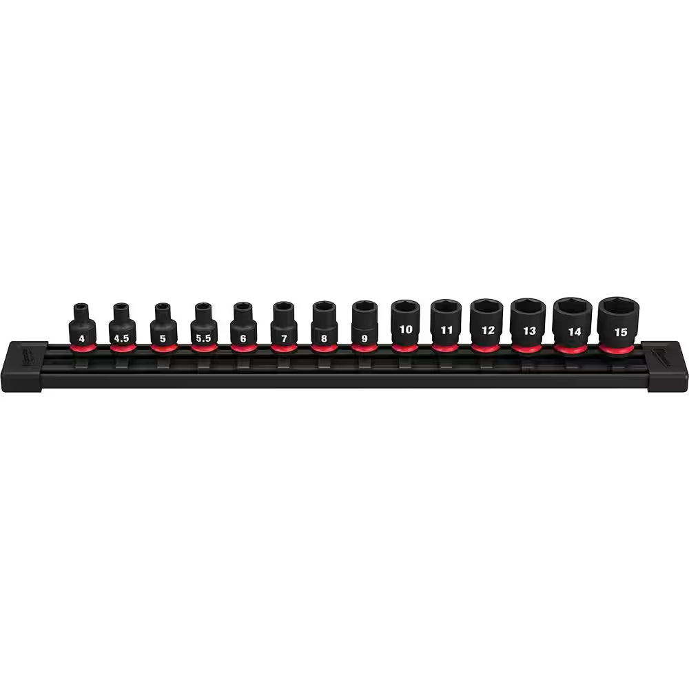 SHOCKWAVE 1/4 In. Drive Metric 6 Point Impact Socket Set (14-Piece)