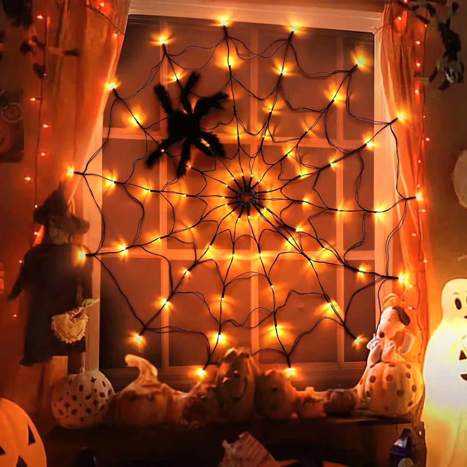 Halloween Lights Pumpkin Bat Spider Ghost Halloween String Lights Halloween Decorations Fairy Light Home Yard Window Decor