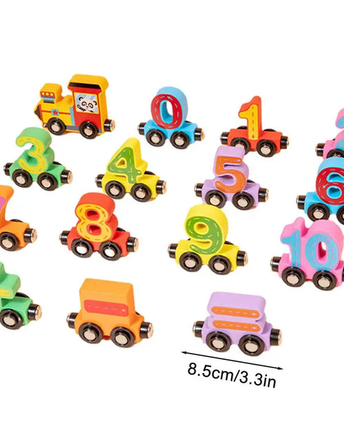 Load image into Gallery viewer, Wooden Magnetic Train Set Wood Toy Train Set Magnet Number Train Colorful Wooden Train Cars for Color Cognition Toy Boy and Girl
