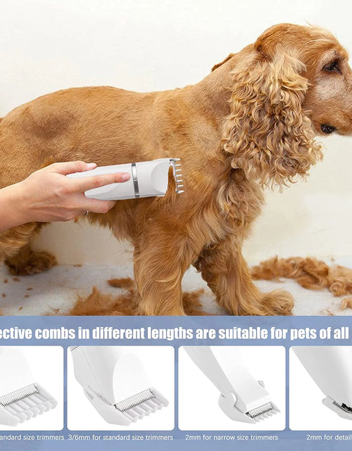 Load image into Gallery viewer, Dog Clippers , Dog Grooming Kit, Rechargeable Low Noise Cordless Pet Clippers with 4 Size Trimmer Head, Complete Set of Dog Grooming Tools for Dogs, Cats and Other Pets
