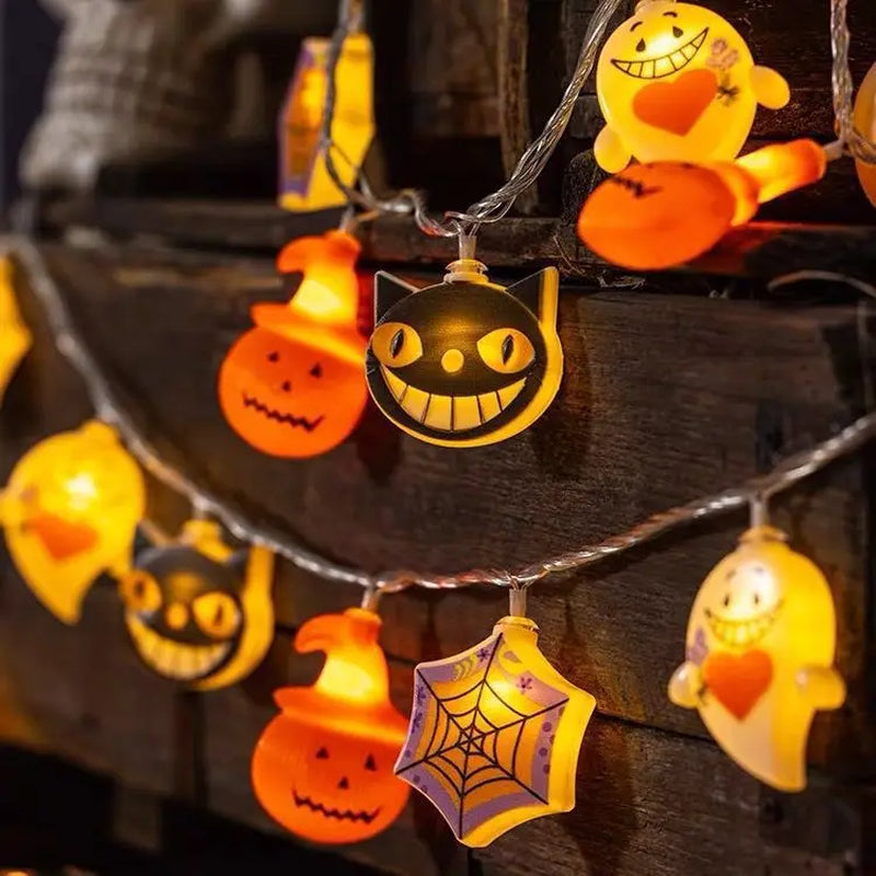 Halloween Lights Pumpkin Bat Spider Ghost Halloween String Lights Halloween Decorations Fairy Light Home Yard Window Decor